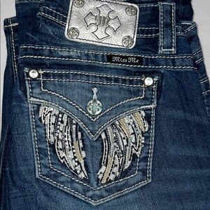 Miss Me Blue Boot Cut Jeans with Silver Details
